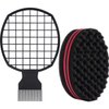 Afro Twist Hair Tools Set - Twist Wave Barber Comb, Curl Brush, Hair Sponge and Coils Comb for Natural Hair Styling (Black)