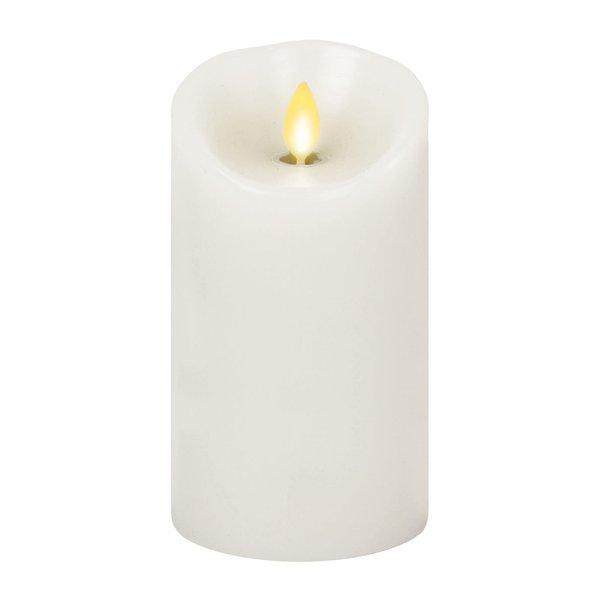 Luminara Classic Flameless LED Candle (3" x 6") Moving Flame Pillar, Scalloped Edge, Unscented, Timer, Remote Ready (White)