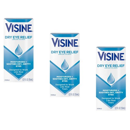 Visine Dry Eye Relief Eye Drops 0.50 oz (Pack of 3)
