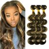 Highlight Human Hair Bundles P1b27 Body Wave Bundles Brazilian Two Tone Black And Honey Blonde Bundles 8 8 8 Inch Ombre Body Wave Bundles Double Weft Hair Extensions For Women