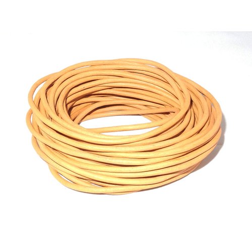 Cords Craft® | 3mm Round Leather Cord Leather Matte Finish String for Jewelry Making Bracelet Beading Work Hobby and DIY Craft (Natural Dye Mustard, 10.93 Yards) | Roll of 10 Meters Leather Cord