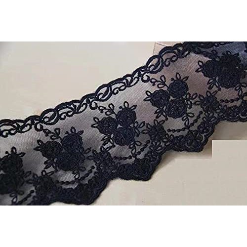 Sourcemall Lace Trim Ribbon, Delicate Crown Ribbon for Crafts Sewing and Bridal Wedding Dress Applique Decorations, 3.3inch Width 5 Yards/Lot (Black)
