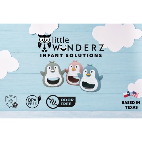 Little Wunderz Birdy Buddy Teether, Teether - Non Drop, Soothing Teething Toy for Infants, Gray