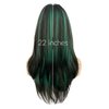 Sallcks Womens Green Wig Long Layered Green with Black Highlight Wigs with Bangs Heat Resistant Synthetic Fiber Wigs