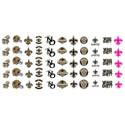 Sports Team for Who Dat New Orleans Waterslide Football Nail Art Decals - Salon Quality!