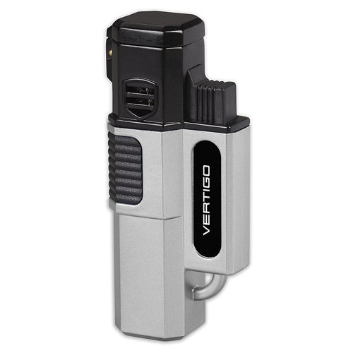 Vertigo Hornet Quad 4 Torch Flame Single Action Cigar Lighter Silver