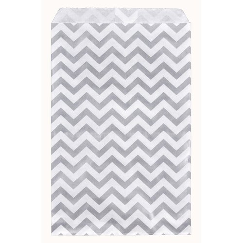 Caddy Bay Collection 200 pcs Chevron Paper Gift Bags Shopping Sales Tote Bags 6" x 9" Shimmering Silver Microfiber Cleaning Cloth