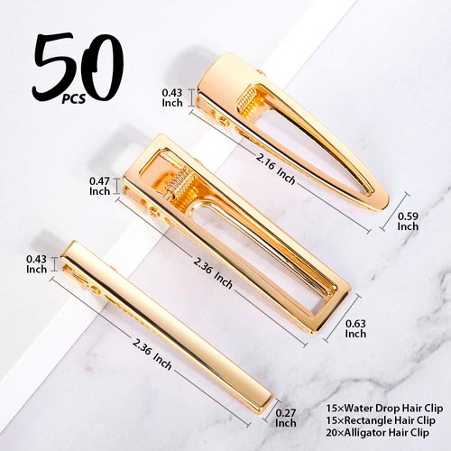 LEOBRO Gold Hair Clips, 50PCS Alligator Barrettes for Women, Girls, Crafts, DIY Hair Bows