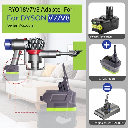 URUN 2-in-1 V7/8 Adapter for Ryobi 18V Lithium Battery Convert to for Dyson V7/8 Handheld Vacuum Cleaner Battery Compatible with V7/8 Animal V7/8 Absolute V7/8 Motorhead Pro V7/8