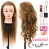 28Inch 60% Real Hair Mannequin Head, Cosmetology Mannequin Head with Hair for Braiding Curling Cuting,Doll Head for Hair Styling with Table Clamp Hair Styling Set(Blonde)