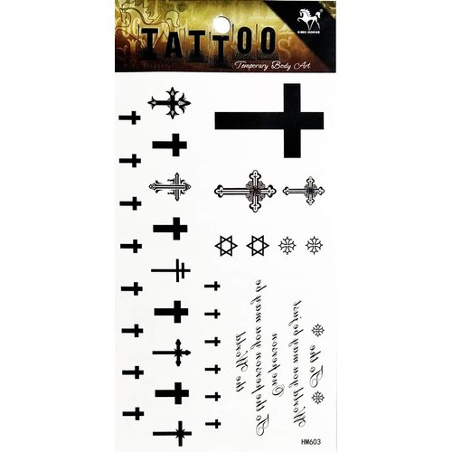 PP TATTOO 1 Sheet Religion Christian Cross Jesus symbol Temporary Tattoo Stickers Waterproof Body Arm Tattoo Sticker for Men Women Make up Fake Tattoo Removable