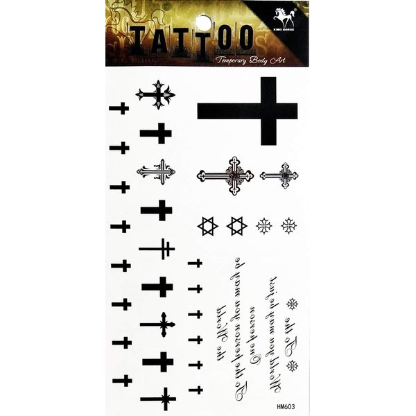 PP TATTOO 1 Sheet Religion Christian Cross Jesus symbol Temporary Tattoo Stickers Waterproof Body Arm Tattoo Sticker for Men Women Make up Fake Tattoo Removable