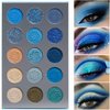 Afflano Blue Eyeshadow Palette Matte Shimmer, Highly Pigmented Waterproof Space Blue Eye Shadow Palette, Navy Silver Blue Glitter Eyeshadow Pallet for Christmas Snowflake Blue Eyes Makeup