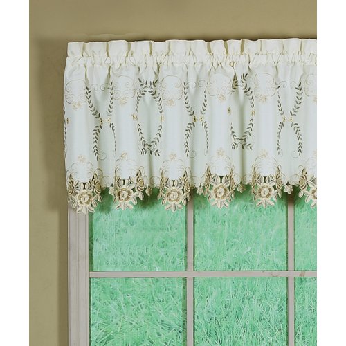 Today's Curtain Verona Reverse Embroidery Tailored Valance, 18", Ecru/Antique