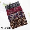 Aceorna Boho Headbands Wide Bandeau Hair Wraps - Knot Turban, Leopard Print, Twist Elastic Yoga Sweatbands, Stylish for Women and Girls - 4 Pcs (Set c)