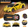 Febyhim Remote Control Car, 2.4Ghz Transform RC Cars, 1:18 Scale Police Car Toy with Flashing Light, One Button Transformation,360 Degree Rotating Drifting Toys for Boys Age 4-7
