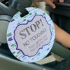 THREE LITTLE TOTS – Blue Arrow Modern Stop No Touching Baby Car Seat Sign or Stroller Tag - CPSIA Safety Tested