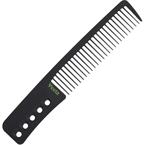 Veeta Professional Carbon Fiber Comb - (Multiple Styles) Anti Static Heat & Chemical Resistant Hair Combs - Rat Tail Comb, Styling Comb, Wide Tooth Comb, Wave Comb (Black) (Styling Comb w/Handle)
