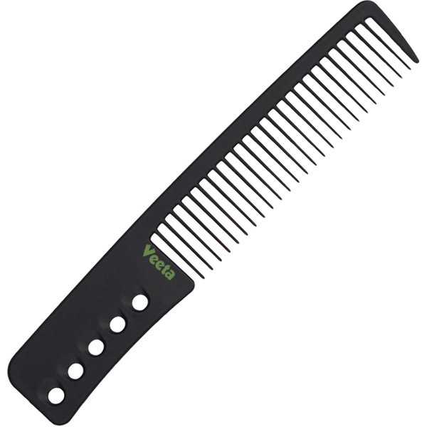 Veeta Professional Carbon Fiber Comb - (Multiple Styles) Anti Static Heat & Chemical Resistant Hair Combs - Rat Tail Comb, Styling Comb, Wide Tooth Comb, Wave Comb (Black) (Styling Comb w/Handle)