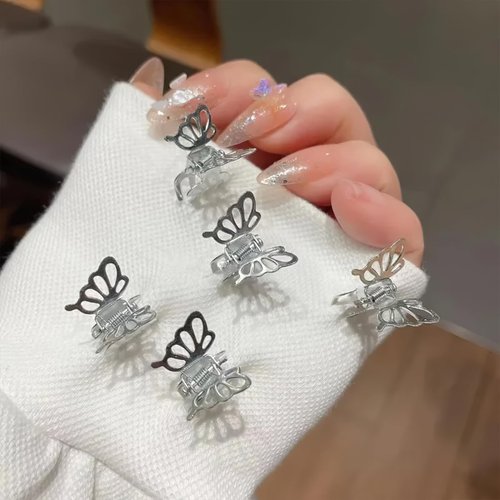 Ylapagne 20 Pcs Hair Claw Clips for Women 0.8 Inch Metals Butterfly Mini Cute Fashion Hair Accessories Small Claw Clips Sliver Colors