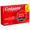 Colgate Optic White Charcoal Whitening Toothpaste, Cool Mint, Enamel-Safe with Fluoride, 2 Pack 4.2oz Tubes