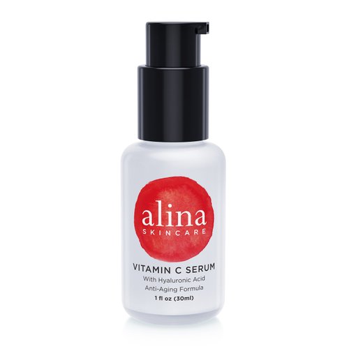 Alina Skin Care VITAMIN C SERUM with Hyaluronic Acid Moisturizer and Green & White Tea Extracts, 1 ounce (1 fl oz, 30ml, 28.3g)