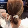 3PCS Fashion Imitation Pearl Elastic Hair Ties Beaded Flower Pearl Hair Band Women Satin Ribbon Ponytail Hair Accessories