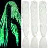 Christmas White Braiding Hair Jumbo Braids Hair Extensions Glowing Braiding Hair 24inch 3Pcs Jumbo Braiding Hair Glow in the Dark Hair