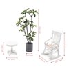 4 Pcs Dollhouse Miniature Rocking Chair Set, 1:12 Wooden Dollhouse Modern Style Furniture Accessories, Dollhouse Nostalgic TV with Table, Rocking Chair, and Green Plants,for Dollhouse Decoration