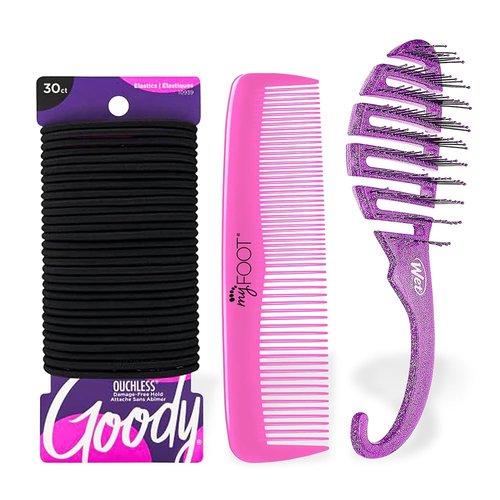 Shower Bundle, Shower Brush, Goody Pony Rubbers, and Comb Bundle