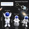4PCS Astronaut Figurine, Blue Astronaut Figure Toy Desktop Ornaments Resin Outer Space Birthday Cupcake Spaceman for Kids Party Funny Gift, 3PCS Astronaut and 1PCS Keychain, Desk Decor, Shelf Decor