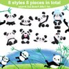 cobee Panda Figures Cake Toppers, 8 Pcs Miniature Cake Decorations Panda, Birthday Party Supplies Panda Cake Toppers Decor