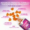 Prenatal Vitamins for Women with Folic Acid 1335mcg, Fetal Support Prenatal Multivitamin and Mineral Gummy, Vitamin A, C, D3, B12, B6 & Folate for Pregnant & Nursing Women - 120 Gummies, 60 Day Supply