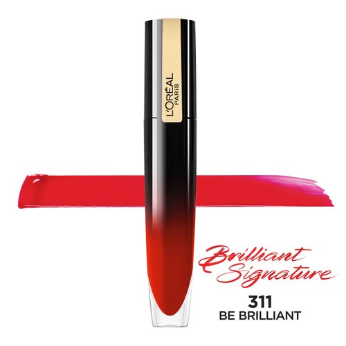 L'Oreal Paris Brilliant Signature Shiny Lip Stain Lipstick, Be Brilliant 0.21 Fl Oz.