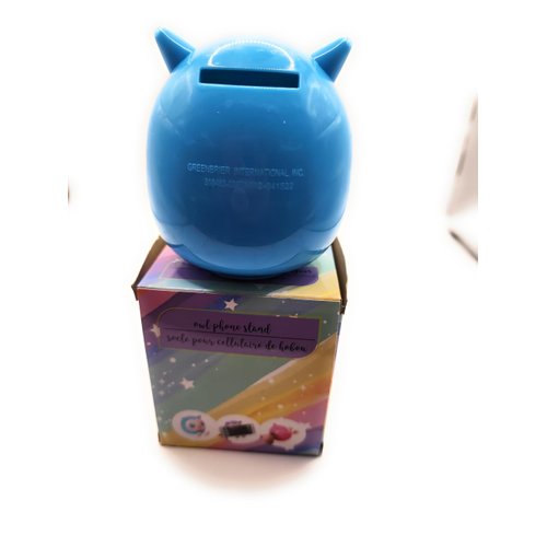 NB Adorable Owl Cell Phone Holder and Bank Light Blue Sleepy Owl Holds Your Phone in Front and Your Money in Back