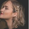 Bartosi Rhinestone Moon Hair Clips Gold Star Hairpins Crystal Decorative Bobby Pins Retro Bride Wedding Hair Pins Side Clip Hair Accessories for Women and Girls (Pack of 3)
