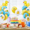Sratte 40 Pcs Duck Balloon Rubber Duck Party Decorations 12 Inch Duck Shape Foil Balloons Blue Pink Yellow White Latex Balloon for Baby Shower Rubber Duck Themed Birthday Party Supplies (Shower)