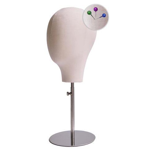 CHADWICK Wig Head Stand with Mannequin Head, 21 Inch Wig Stand, Fabric Head Hat Stands, Manikin Head Block, Wig Holder Head for Wigs Styling, Displaying, Making, Retractable Pole, Height 19-24 Inches