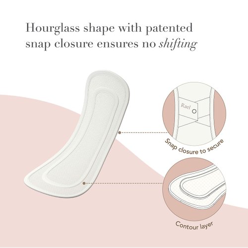 Rael Reusable Pads, Organic Cotton Cover - Postpartum Essential, Incontinence Pads for Women, Bladder Leakage Pads for Women, Thin Cloth Pads, Leak Free, Washable, Neutral Color, 3 Count (Regular)