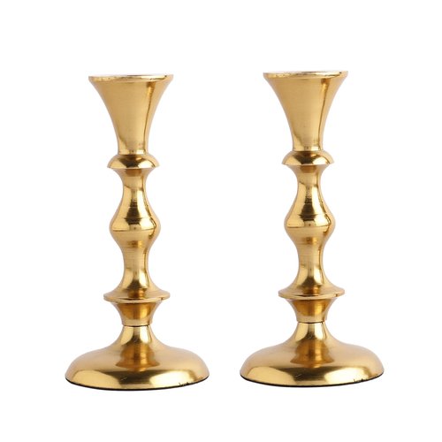 Rely+ Gold Candle Holder Set of 2 - Decorative Taper Candles for Candlesticks - Candle Stick Candle Holder -Candlestick Holders for Taper Candles - Modern Candle Holders for Dinner, Party