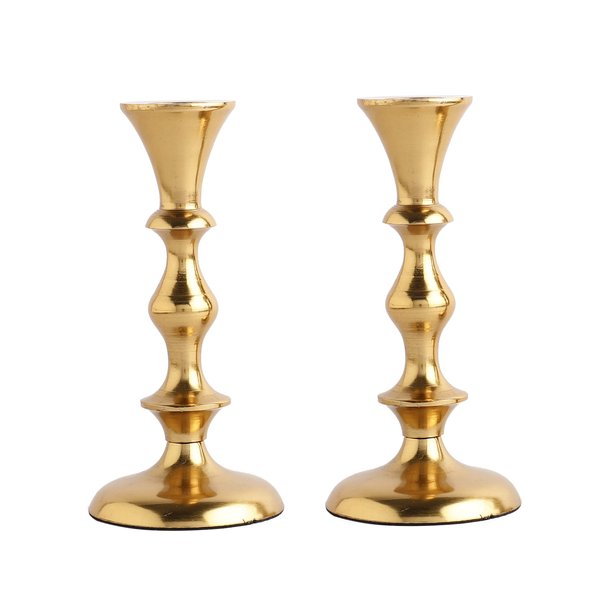 Rely+ Gold Candle Holder Set of 2 - Decorative Taper Candles for Candlesticks - Candle Stick Candle Holder -Candlestick Holders for Taper Candles - Modern Candle Holders for Dinner, Party