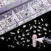 Nail Rhinestones Kit, Nail Art Decorations Flat AB Rhinestones Kit DIY Crafts Gemstones for Nail, Shoes, Clothes, Jewels (600 Iridescent Diamonds + 2500 Flat Rhinestones)