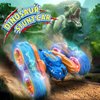 SpringFlower Remote Control Car Toy for Boys 3 4 5 6 7 8 Years Olds, Rechargeable Dinosaur RC Cars,360° Flip Double Sided RC Stunt Cars with Led Light, Dinosaur Toys for Kids Birthday Xmas Gifts,Blue