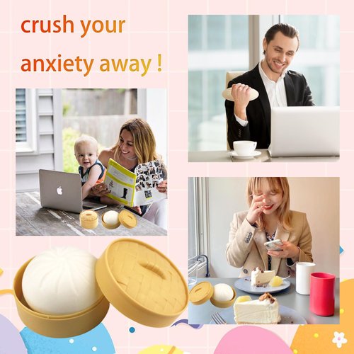 2 Pcs Dumpling Squishy Dumpling Stress Ball Squeezing Adult Stress Relief Toy White Steamed Stuffed Bun for Birthday Gifts, Partied, Etc.