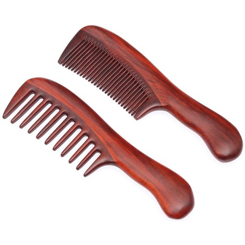 Wooden Wide Tooth Comb and Fine Tooth Comb for Women Men Kids, Anti-static Detangling Hair Comb for Curly Fine Straight Wet Dry Hair, Natural Sandalwood Styling Comb