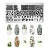 JCAKES 5Pcs Maple Leaf Nail Stamp Fall Nail Stamping Plates Nail Art Stamping Plates Nail Design Stamp Nail Art Template Acrylic Nail Tools with Nail Stamper, Scraper