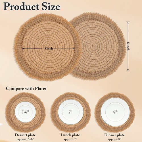 Pot Holder Trivet Set 4Pcs Pot Holders for Kitchen 8 Inch Trivets for Hot Dishes Round Cotton Hot Pads Trivets for Hot Pots Kitchen Table Decor Hot Mats for Thanksgiving Christmas Cooking Baking