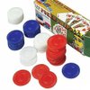 unbrand 500 Plastic Poker Chips 1 1/2 INCH Diameter RED White & Blue Retail Boxed,New