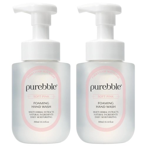 PUREBBLE Soft Pink Foaming Hand Wash with Hyaluronic Acid, Berry Scent | Hydrating | Botanical Extracts | For Kitchen and Bathroom | Cruelty Free Sulfate Free | 2 Pack
