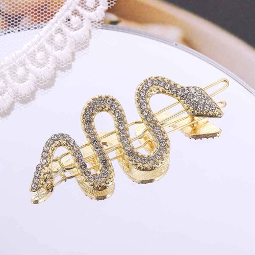 YienDoo Crystal Snake Hair Clips Barrette Vintage Medusa Hairpins Gold Sparkling Rhinestone Snake Barrette Headpieces Bobby Pin Snake Head Clip Bridal Hair Accessories for Women Girls